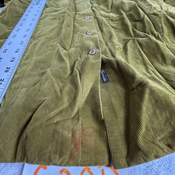 Faconnable Womens Corduroy Button-Up Shirt Medium Olive Long Sleeve Lightweight - Picture 4 of 9